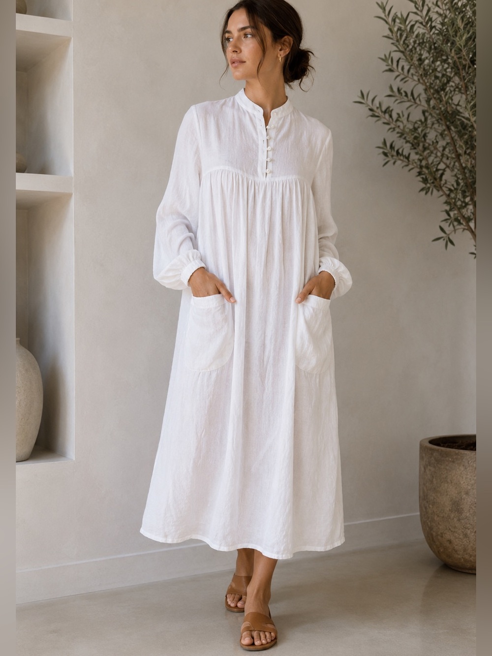 Myrah Penaloza White Boho midi dress one size